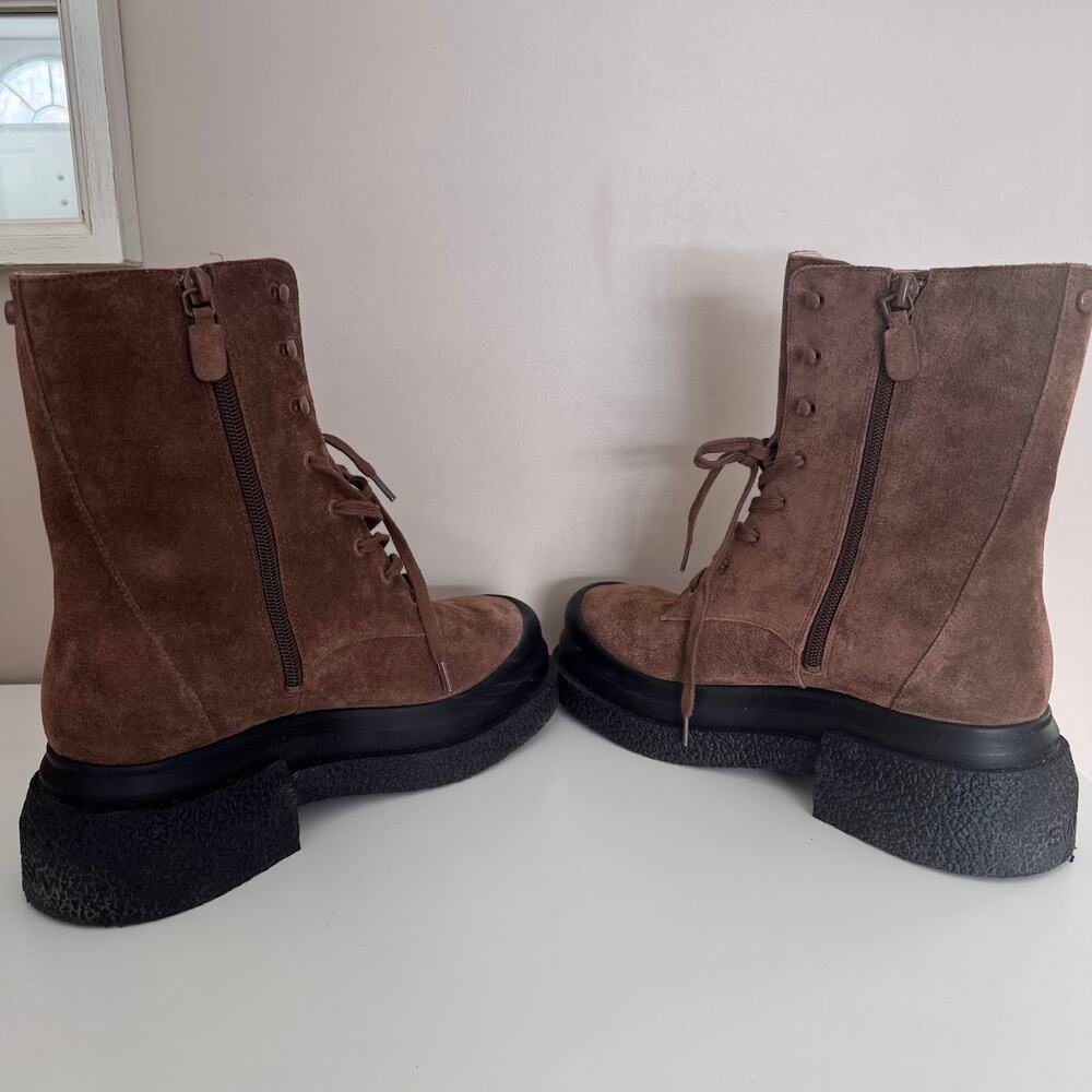 Stuart Weitzman Charli Lace-Up Sportlift Bootie Brown Suede Size EU 39 US 8.5 - Picture 5 of 9